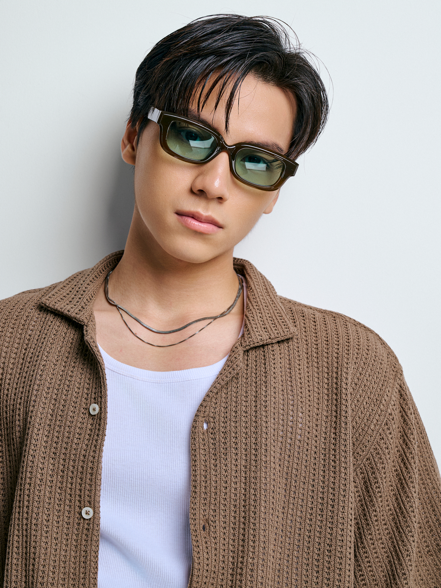 AG543 STUDIO LOOSE FIT CUBAN SHIRT - BROWN