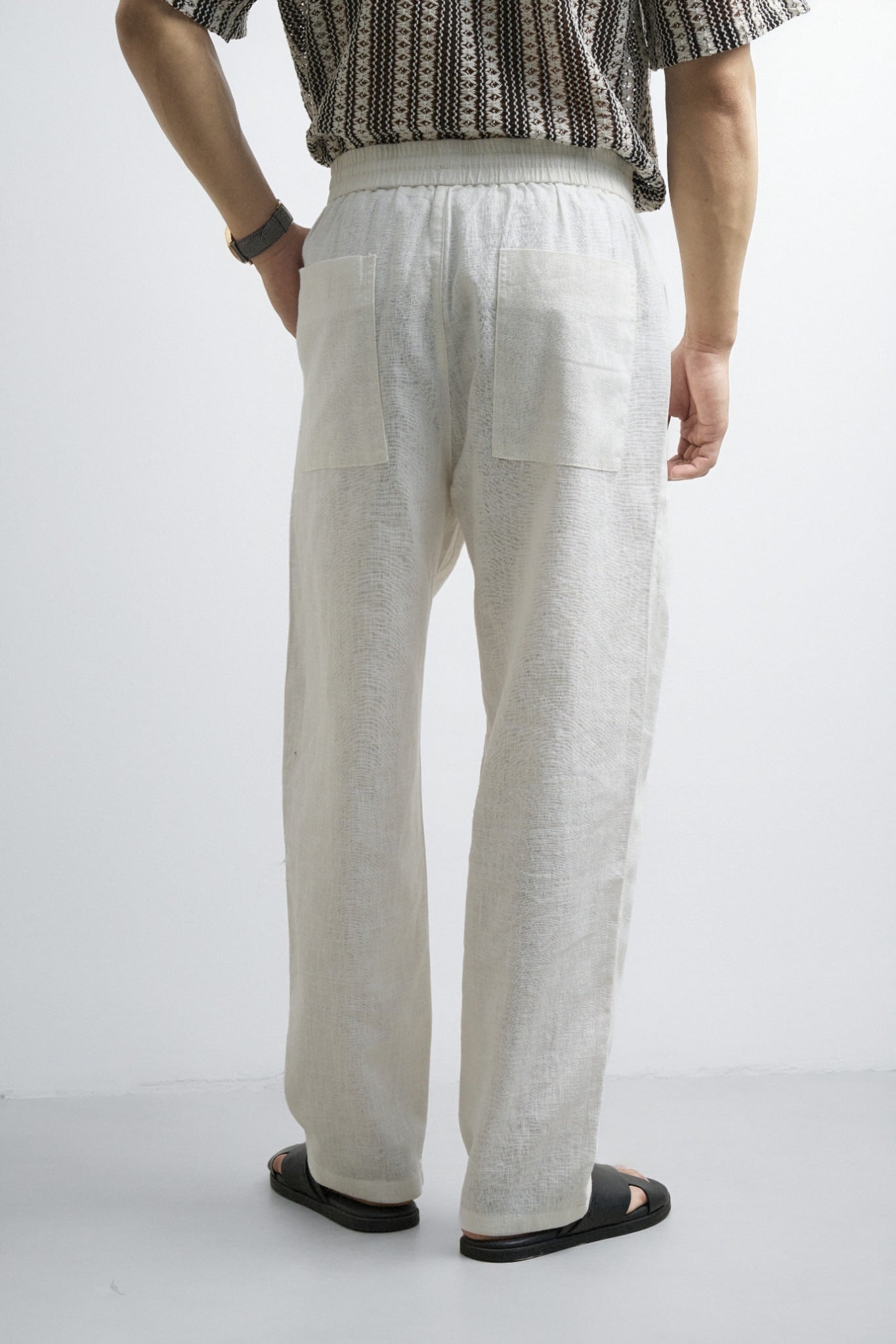 715 A/G LINEN BASIC PANT REGULAR FIT - WHITE