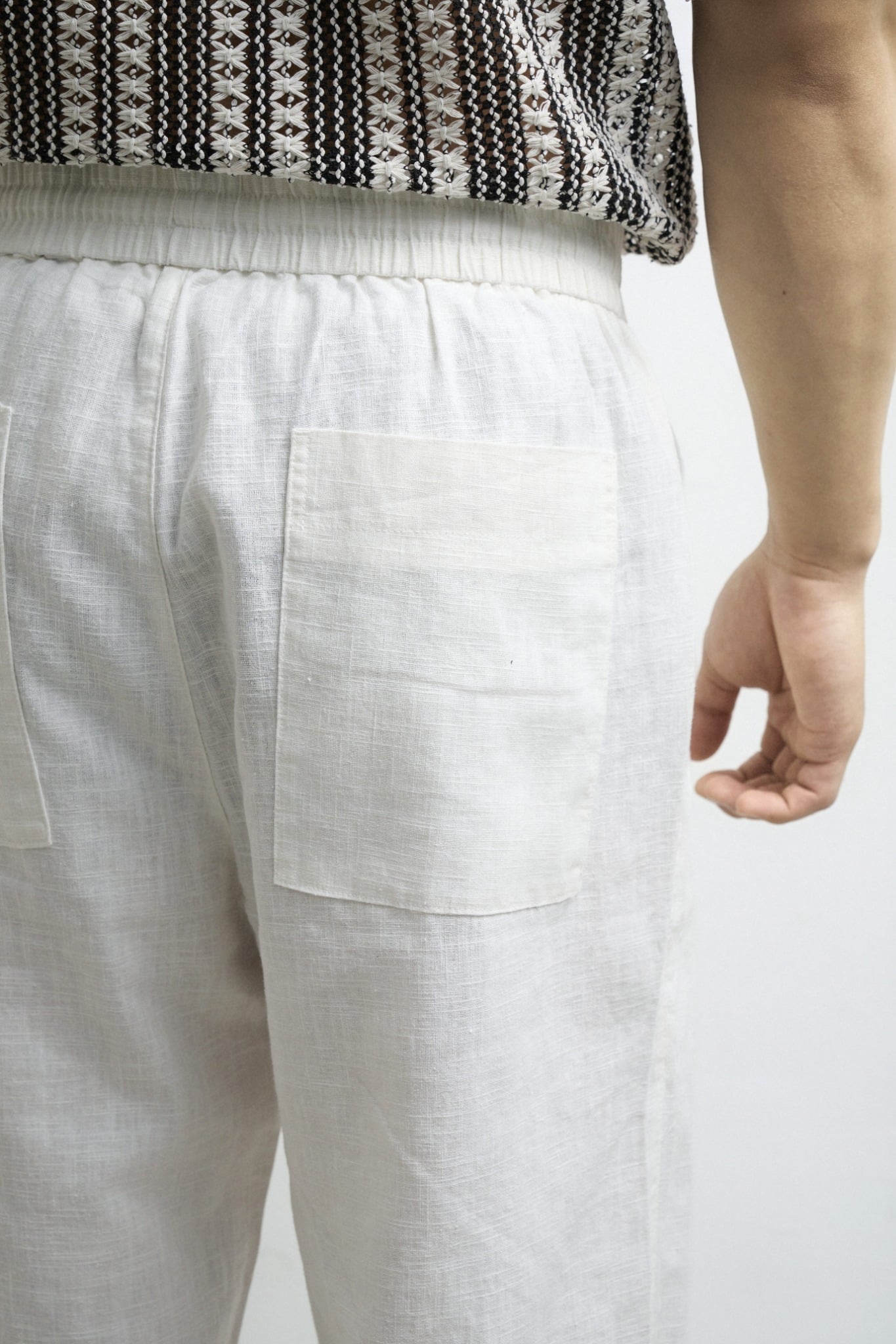 715 A/G LINEN BASIC PANT REGULAR FIT - WHITE