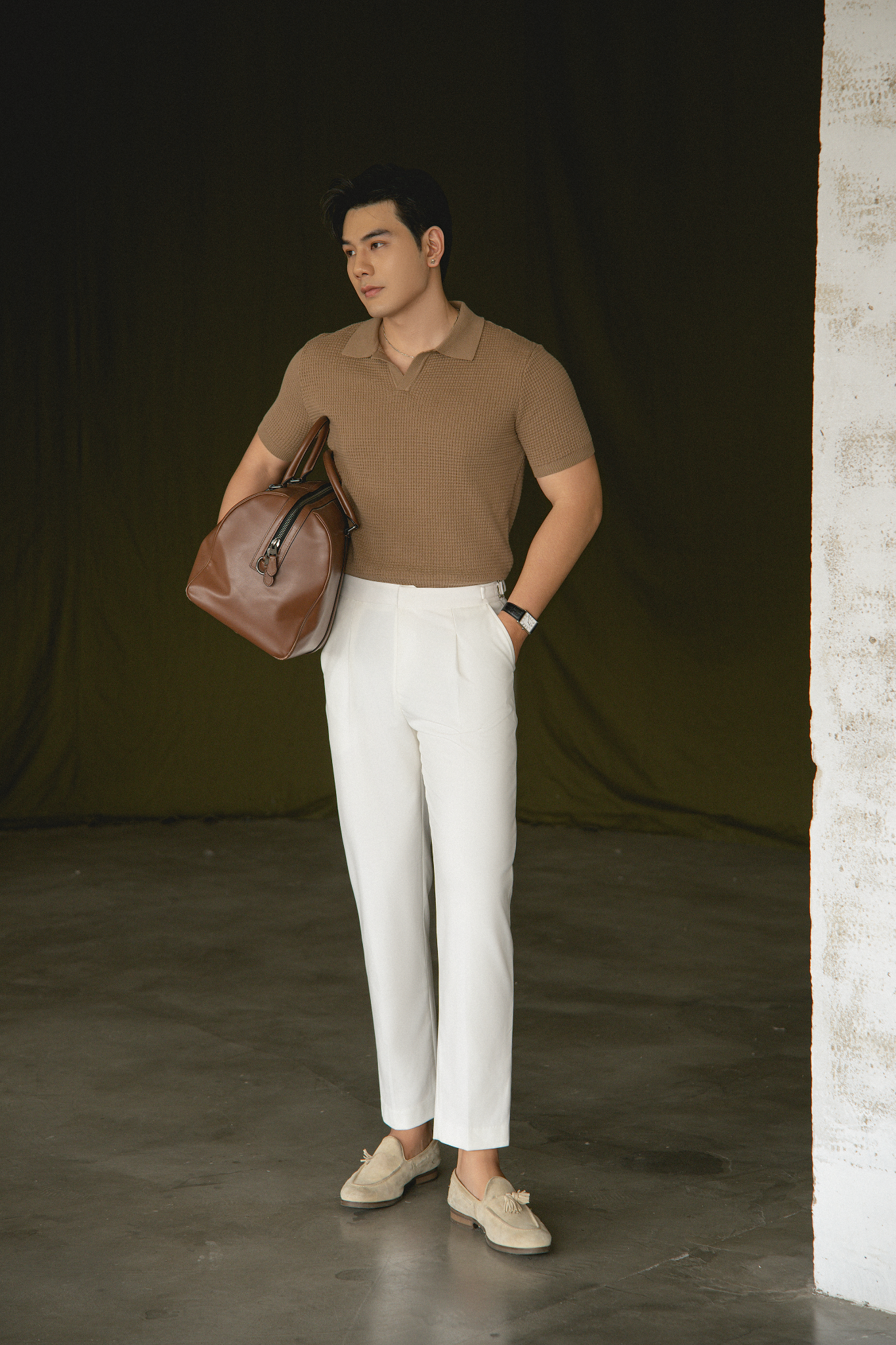 AG739 PREMIUM REGULAR FIT KNIT POLO - BROWN