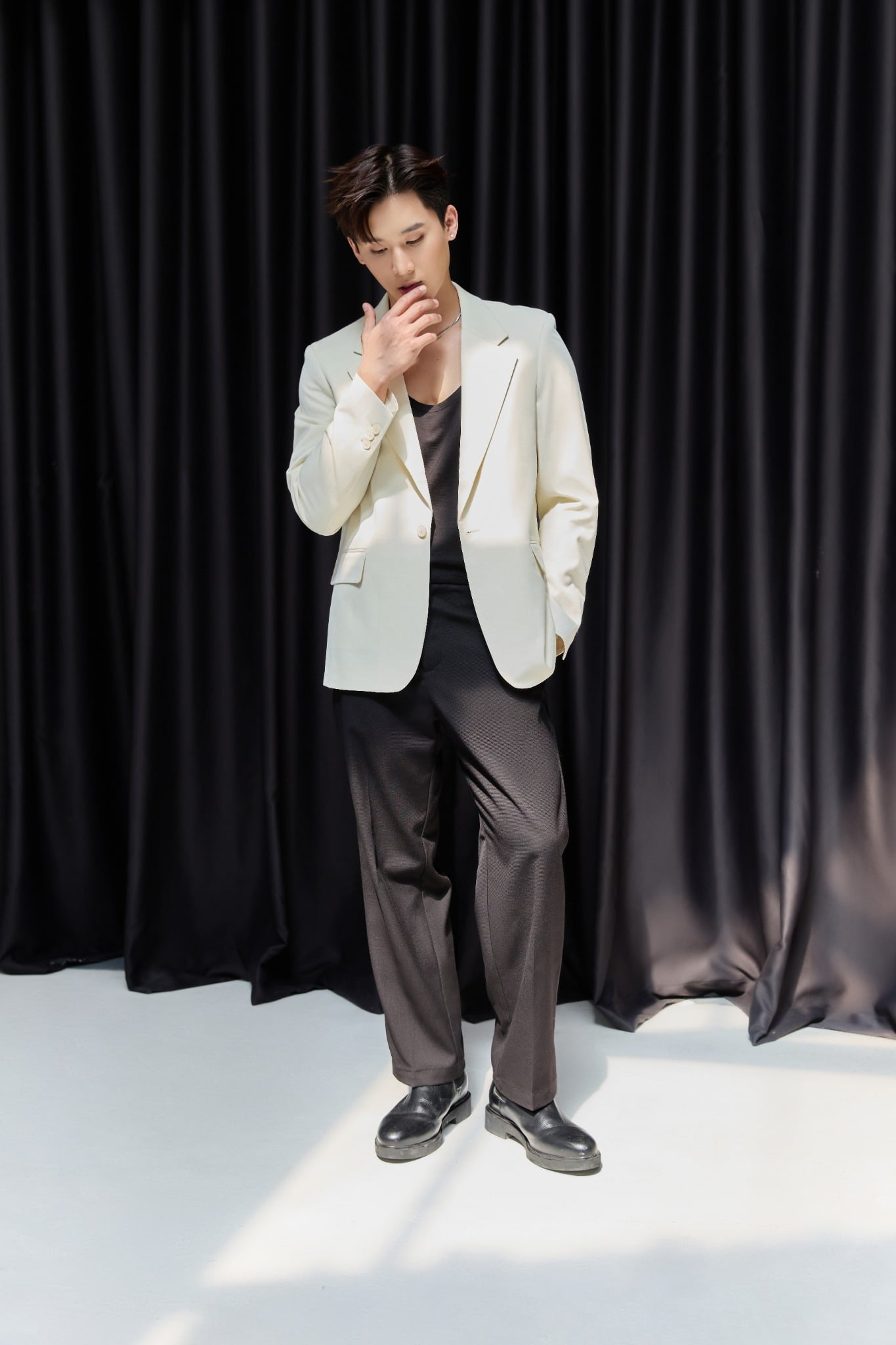 AGZ1 STUDIO LOOSE FIT VEST - OFF WHITE