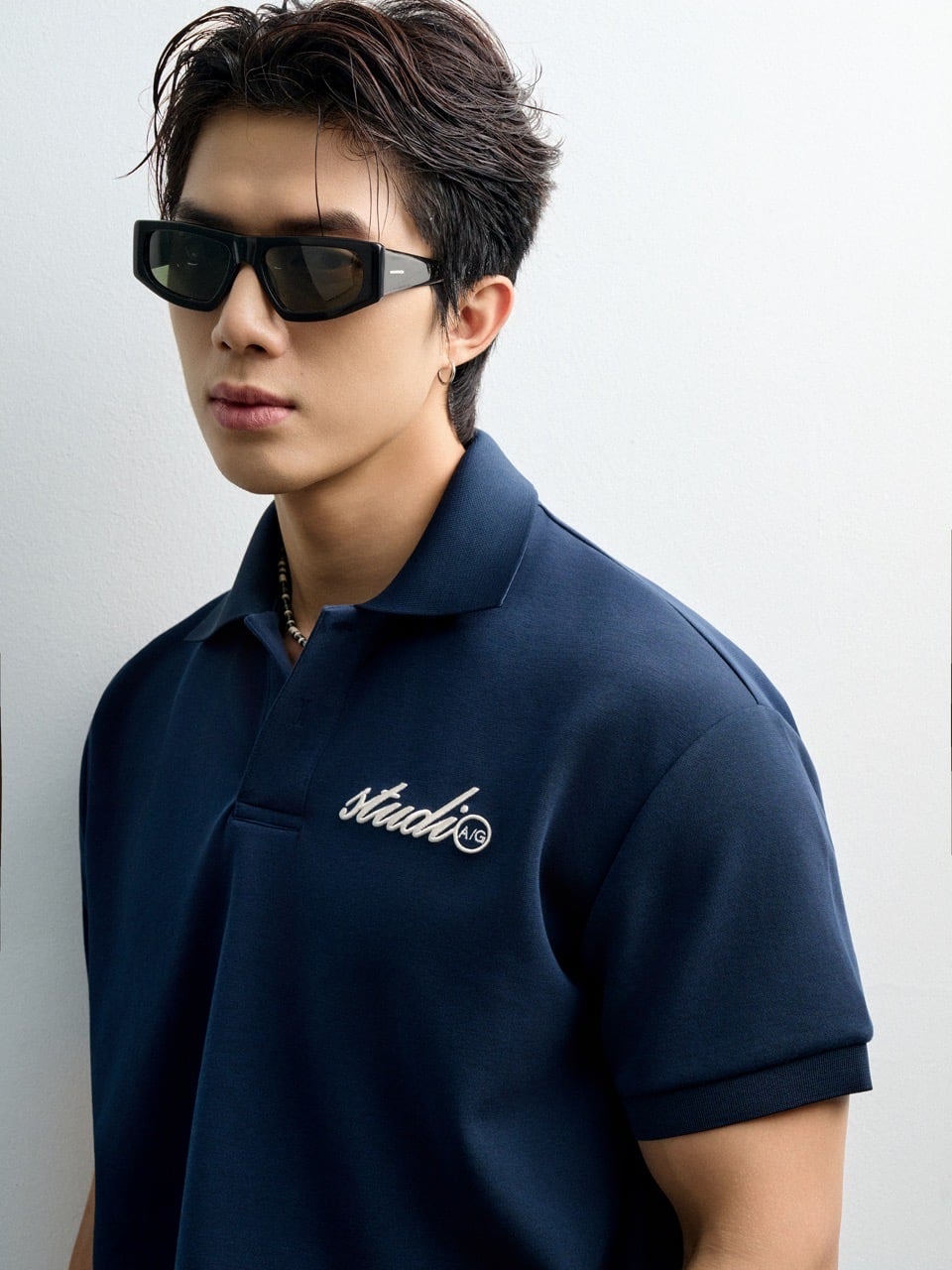 TT05 STUDIO LOOSE FIT POLO A/G LOGO - DARK BLUE