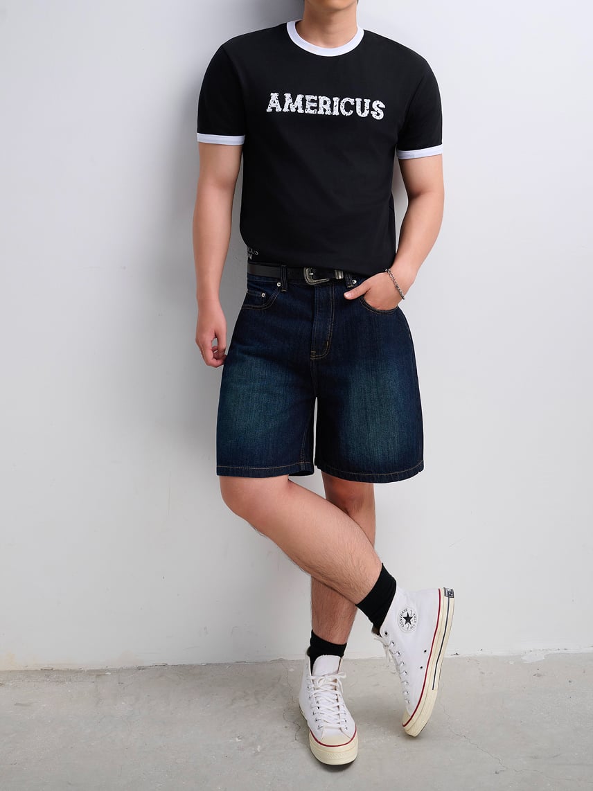 AGTT10 PREMIUM LOOSE FIT BASIC SHORT - DARK BLUE