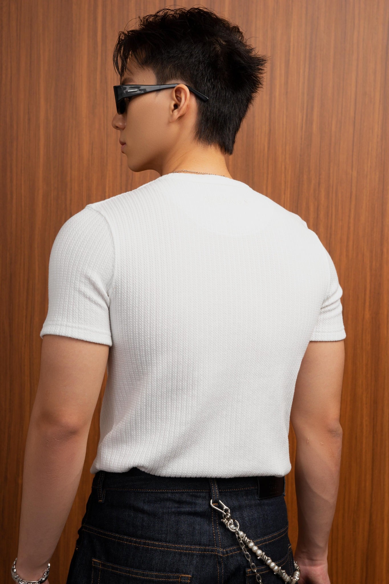 AGQ01 PREMIUM SLIM FIT HENLEY TSHIRT - WHITE