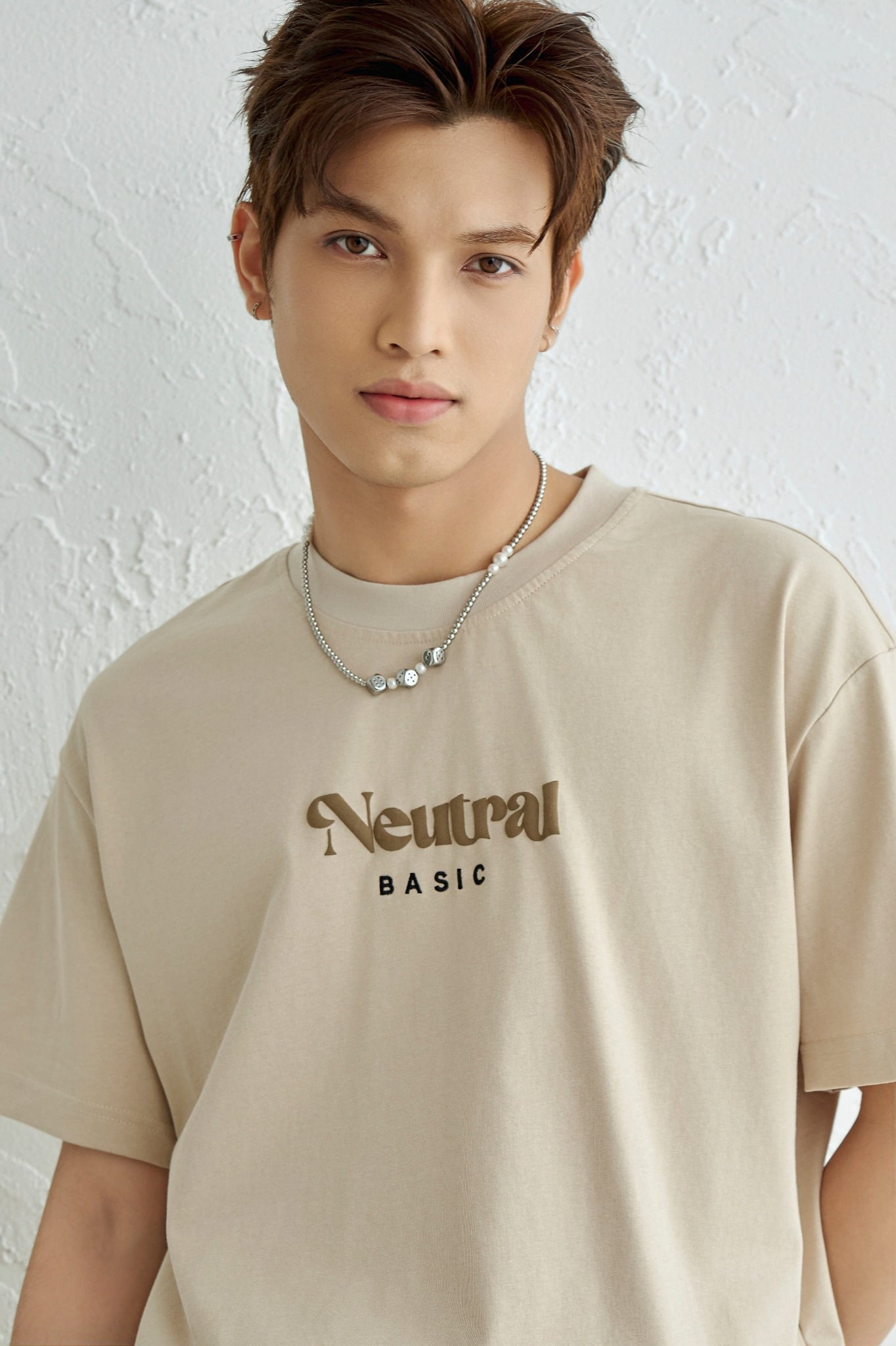 AG17 STUDIO LOOSE FIT "NEUTRAL" PRINTED T-SHIRT - BEIGE