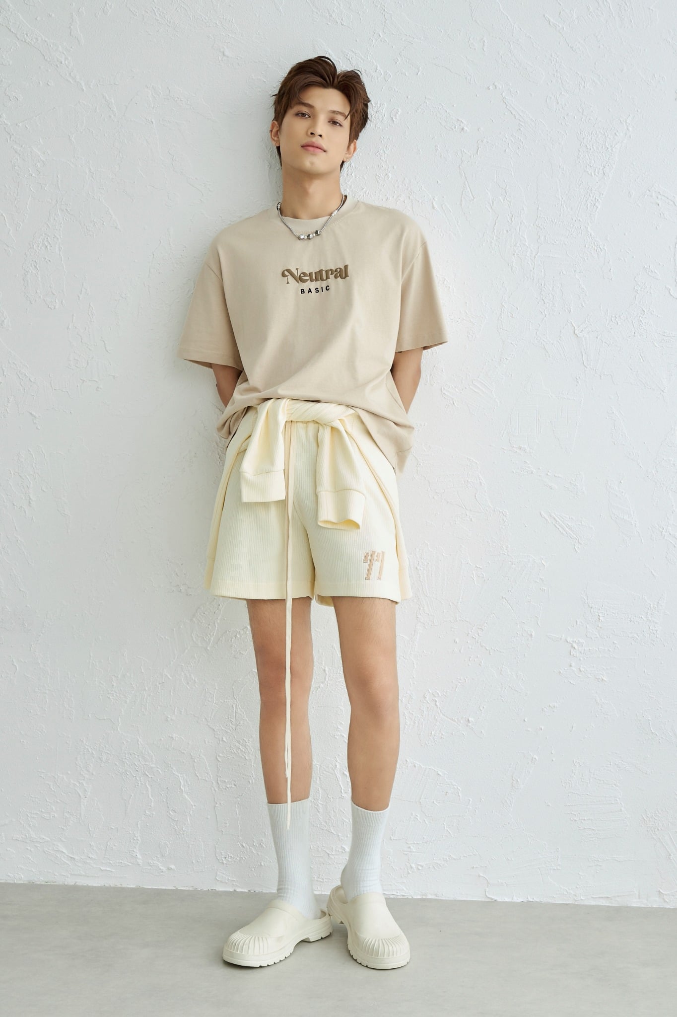 AG17 STUDIO LOOSE FIT "NEUTRAL" PRINTED T-SHIRT - BEIGE