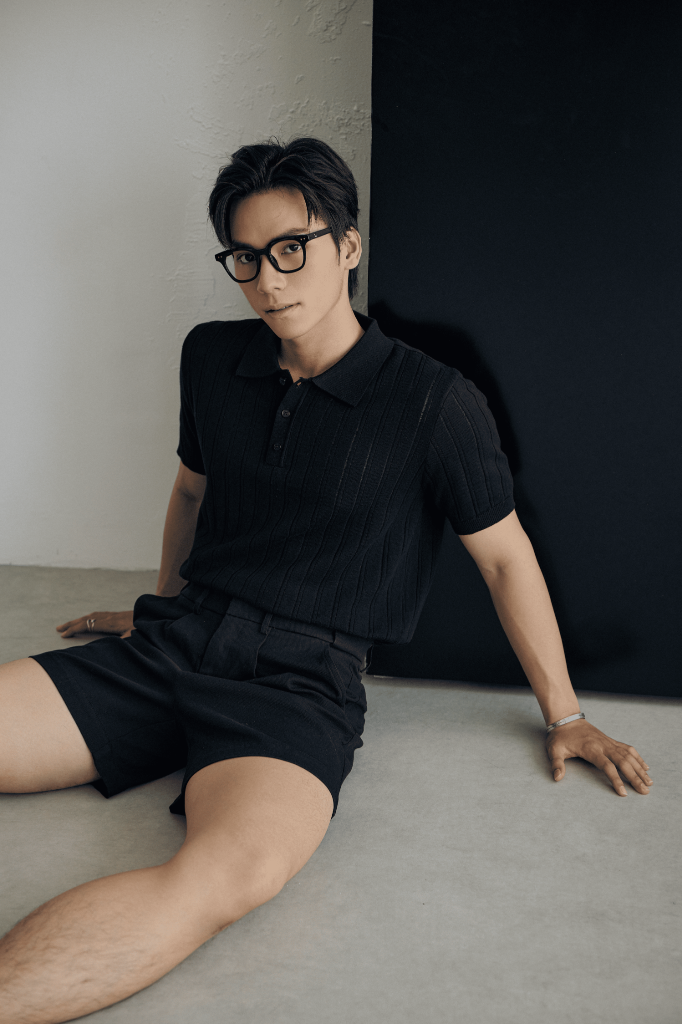 AG717 STUDIO REGULAR FIT RIB STITCH POLO - BLACK