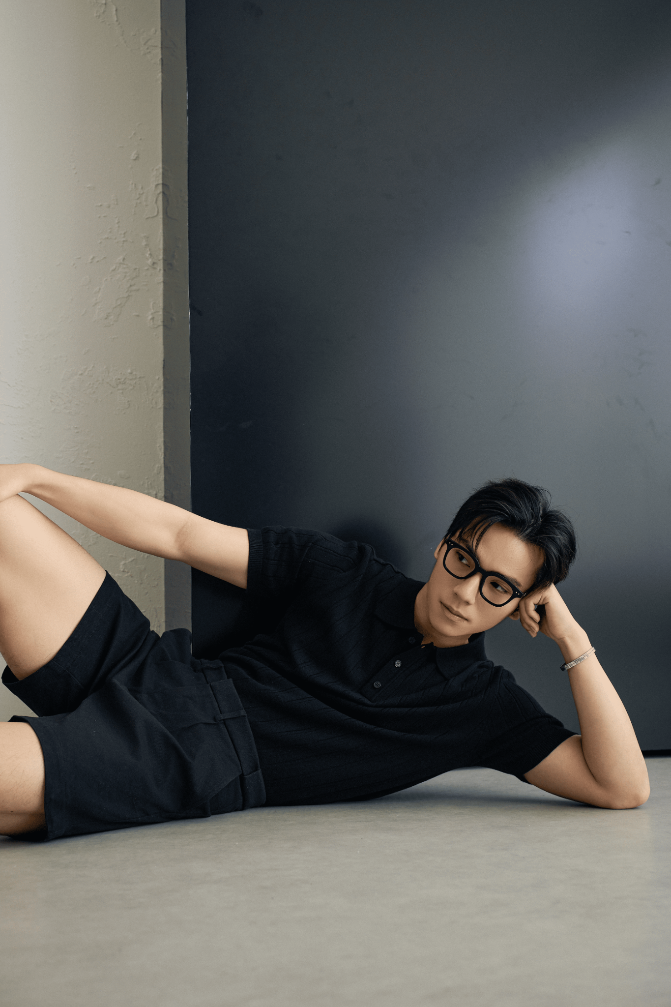 AG717 STUDIO REGULAR FIT RIB STITCH POLO - BLACK