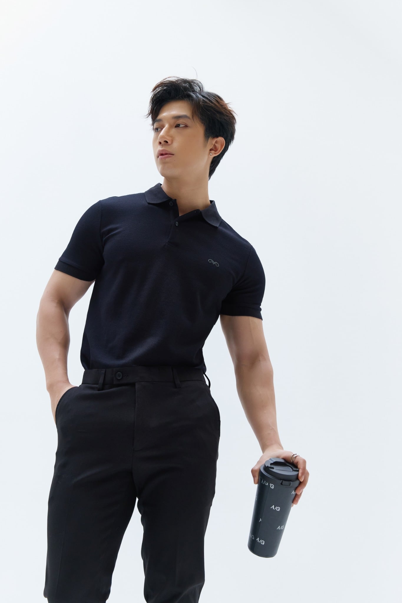 AG02 SIGNATURE SLIMFIT POLO - BLACK