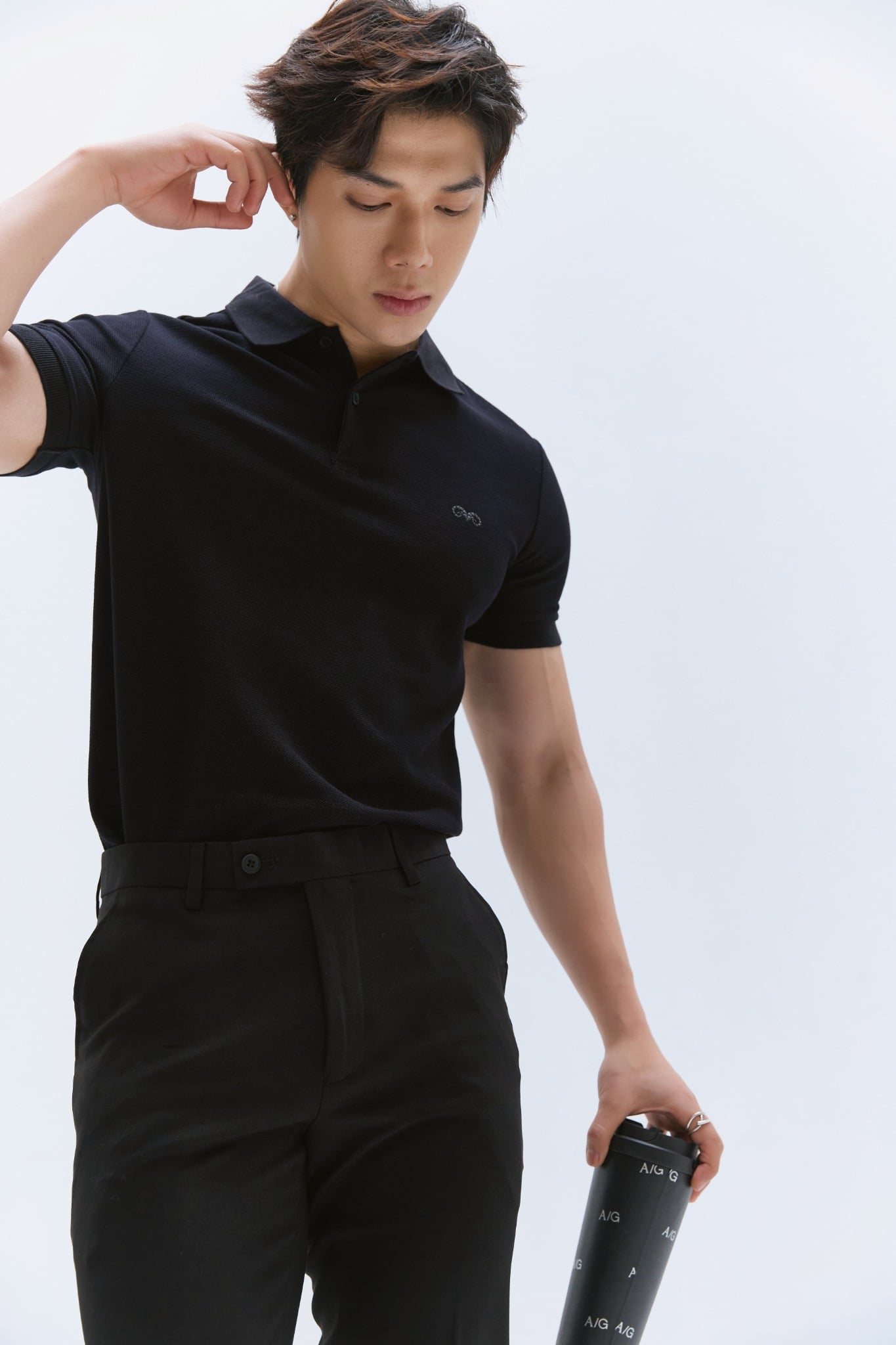 AG02 SIGNATURE SLIMFIT POLO - BLACK