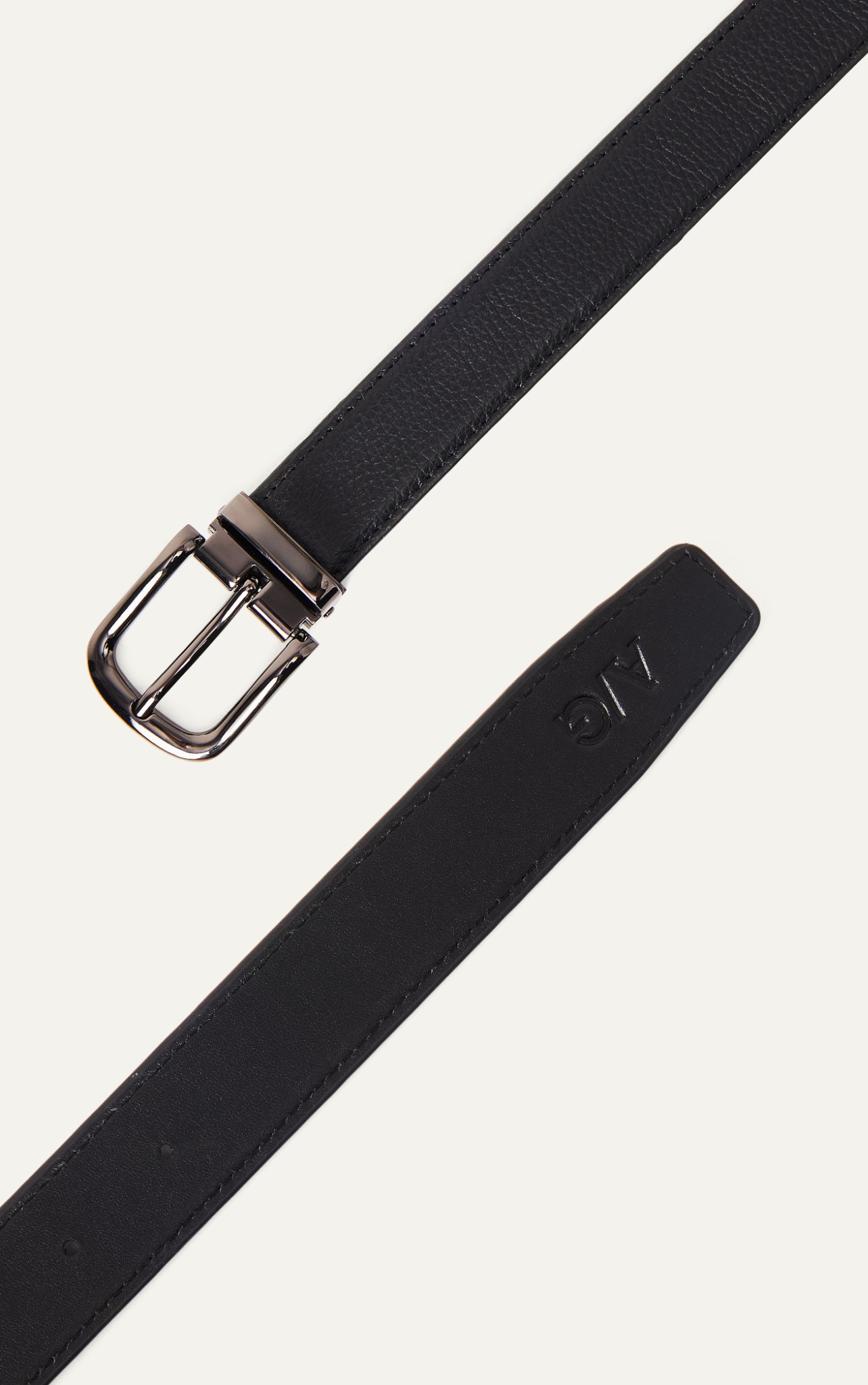 MU02 LEATHER BELT BLACK - SQUARE HEAD
