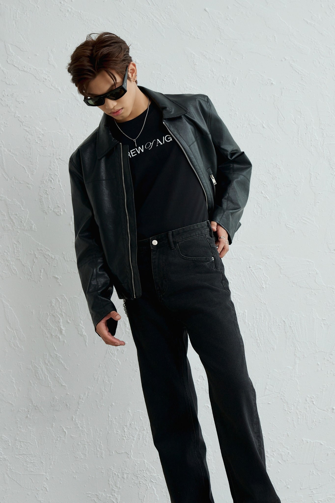 AG262 PREMIUM FAUX LEATHER JACKET - BLACK