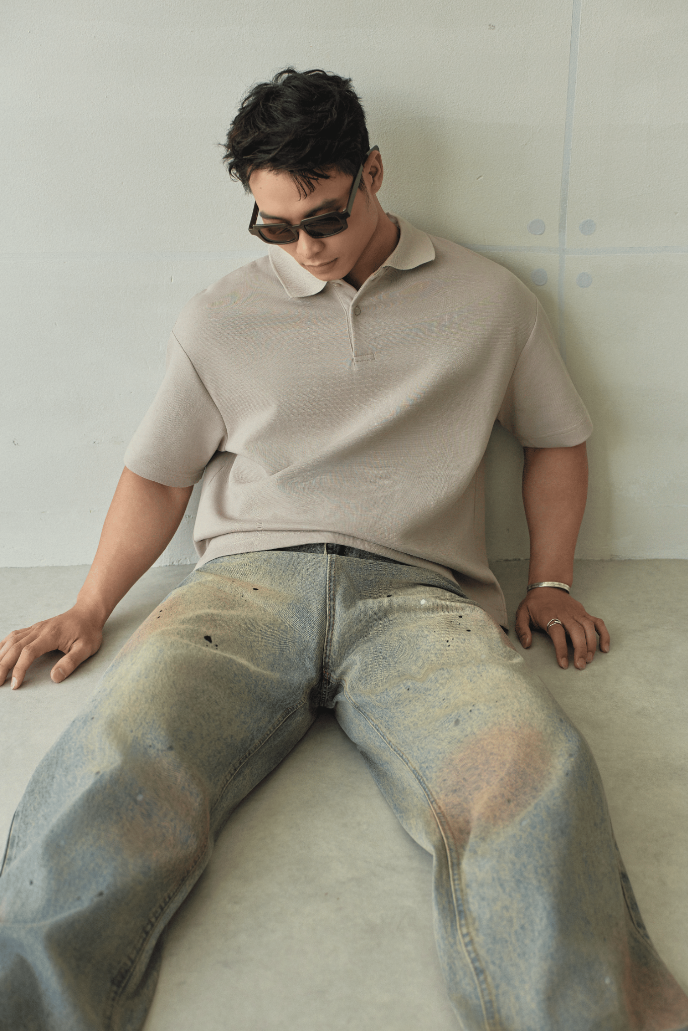 N761 WASHED STRAIGHT LEG JEANS -DARK BLUE