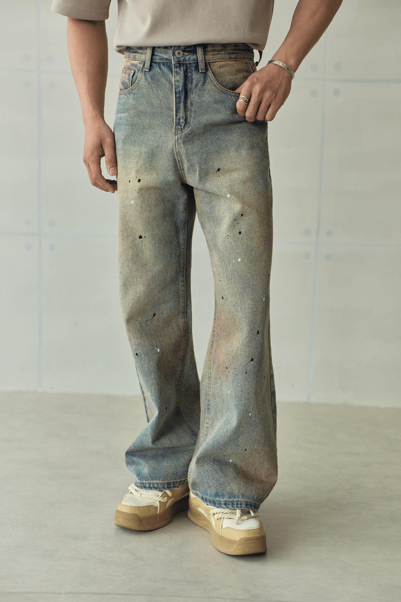 N761 WASHED STRAIGHT LEG JEANS -DARK BLUE