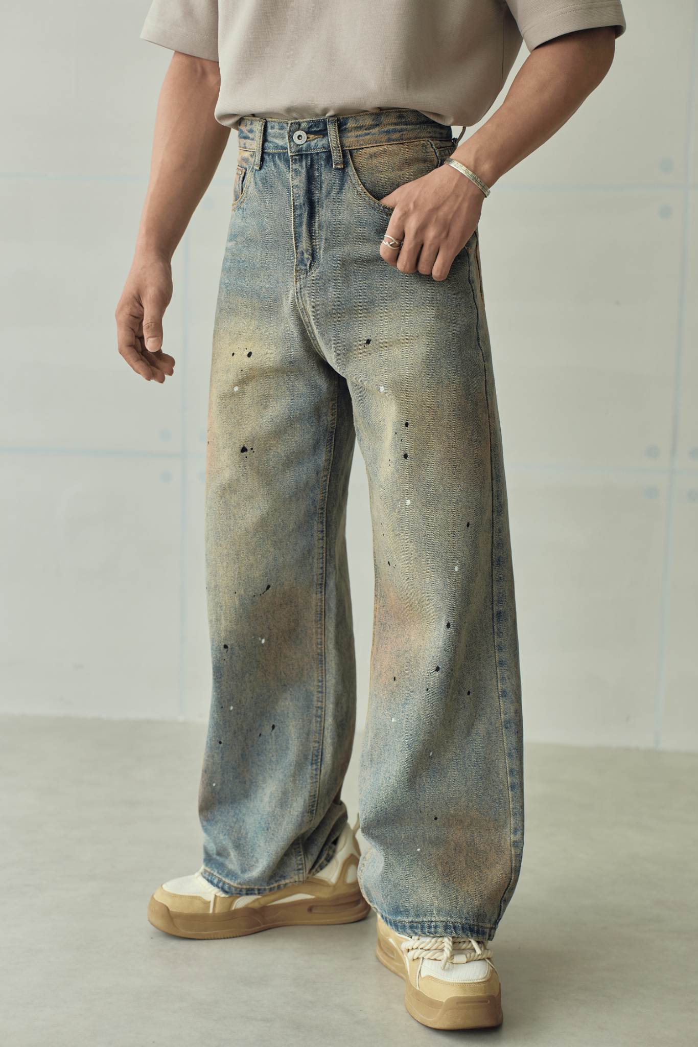 N761 WASHED STRAIGHT LEG JEANS -DARK BLUE