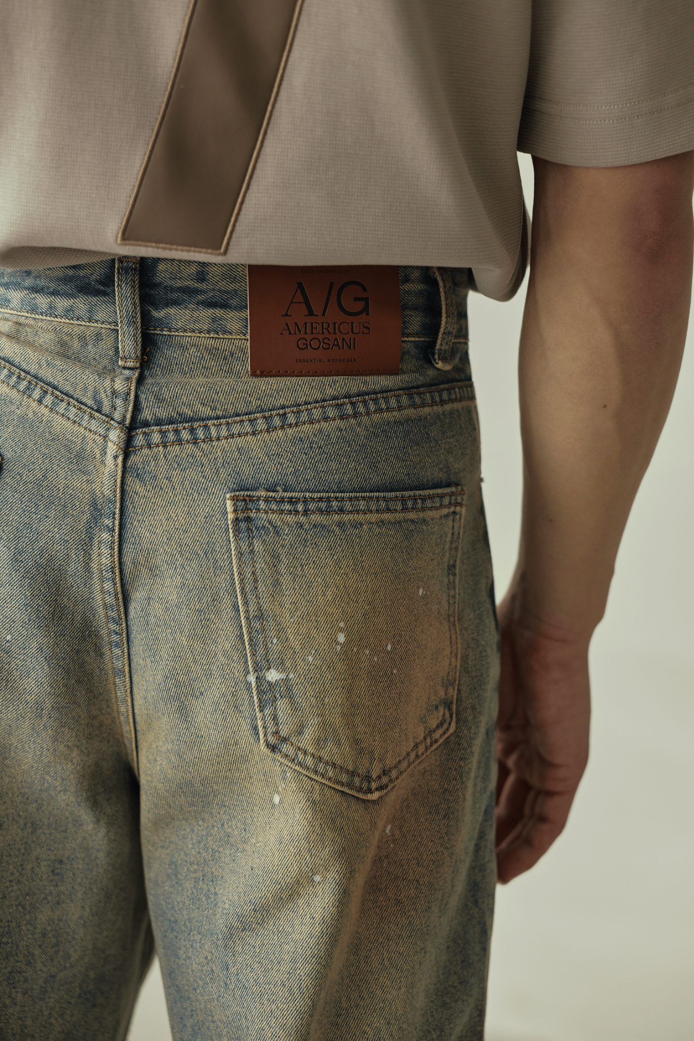 N761 WASHED STRAIGHT LEG JEANS -DARK BLUE