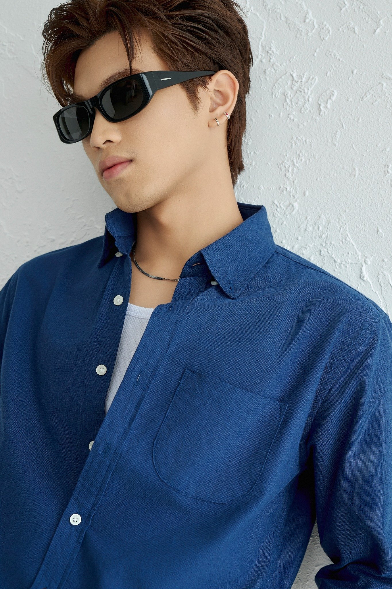 AG12 STUDIO REGULAR FIT ORIGINAL POCKET OXFORD SHIRT - DARK BLUE