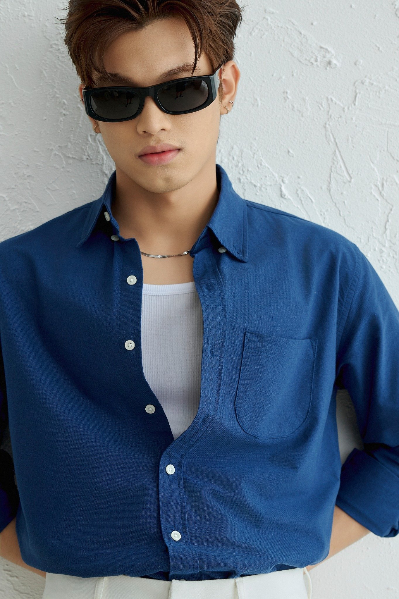 AG12 STUDIO REGULAR FIT ORIGINAL POCKET OXFORD SHIRT - DARK BLUE
