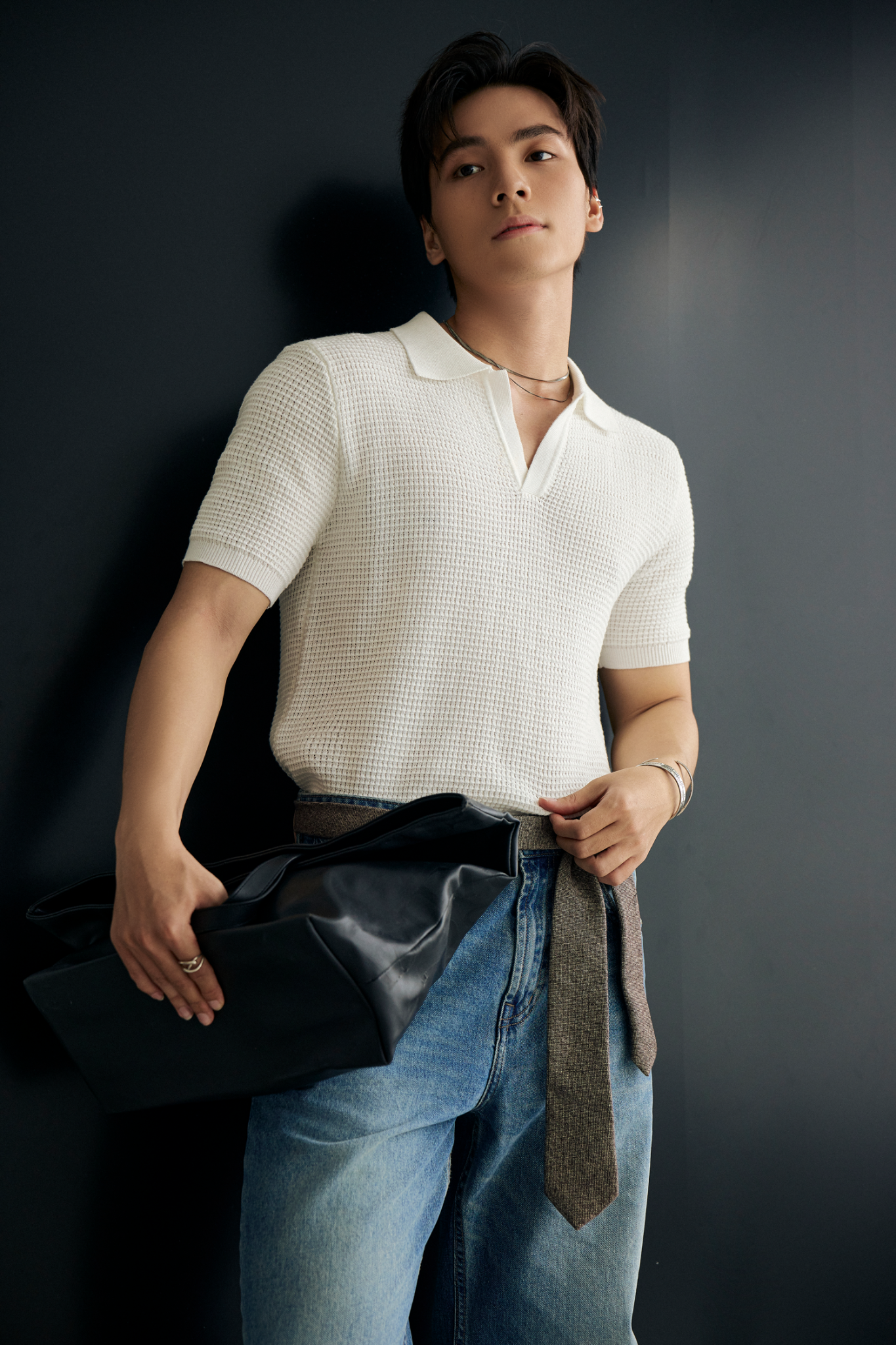 AG739 PREMIUM REGULAR FIT KNIT POLO - WHITE