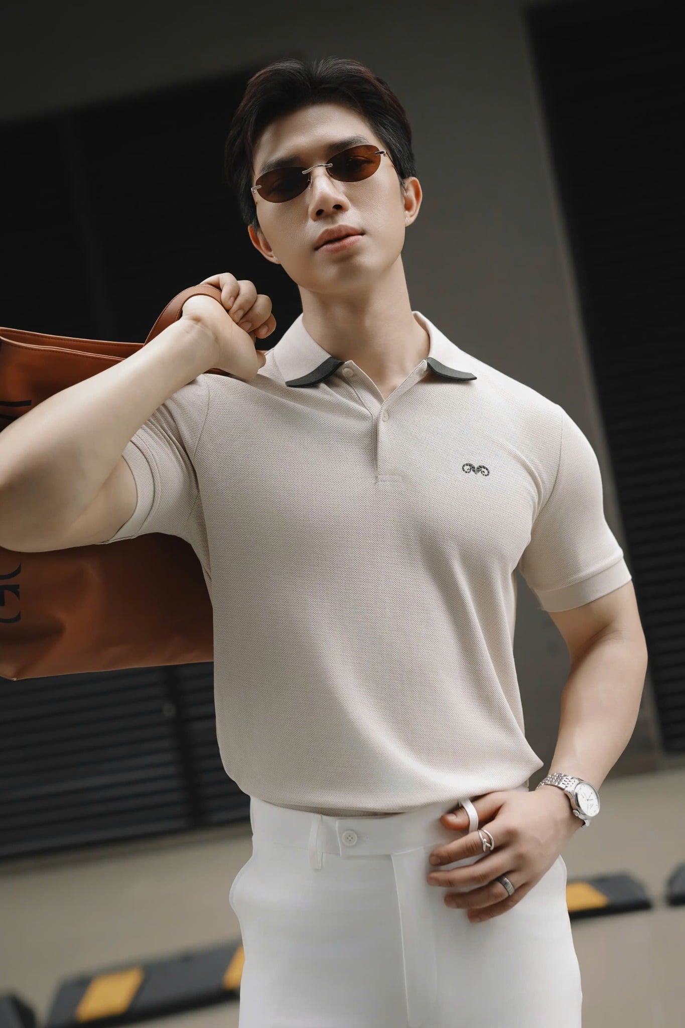AG96 PREMIUM SLIMFIT POLO - BEIGE