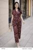  Quần suông lụa đỏ burgundy họa tiết nét trừu tượng tôn dáng thời trang nữ Seven.AM H850138I 