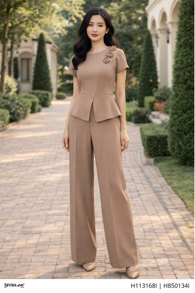 Quần suông nâu be thanh lịch tôn dáng thời trang nữ Seven.AM H850134I