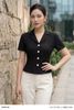  Áo kiểu đen cổ vest đính cúc sang trọng thời trang nữ Seven.AM H113176I 