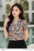  Áo kiểu họa tiết hoa hồng xanh thanh lịch thời trang nữ Seven.AM H113181I 