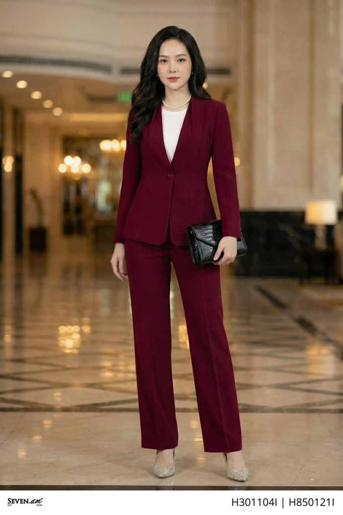 Quần suông đỏ tôn dáng thời trang nữ Seven.AM H850121I