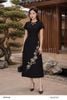  Đầm A đen thêu hoa nổi thanh lịch thời trang nữ Seven.AM H633791I 