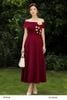  Đầm xòe đỏ burgundy lụa queen trễ vai đính hoa sang trọng thời trang nữ Seven.AM H633840I 