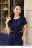  Áo kiểu xanh navy xước cổ tròn đính cườm túi thanh lịch thời trang nữ Seven.AM H113190I 