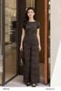  Jumpsuit lụa họa tiết báo nền đen ôm eo tôn dáng thời trang nữ Seven.AM H903027K 