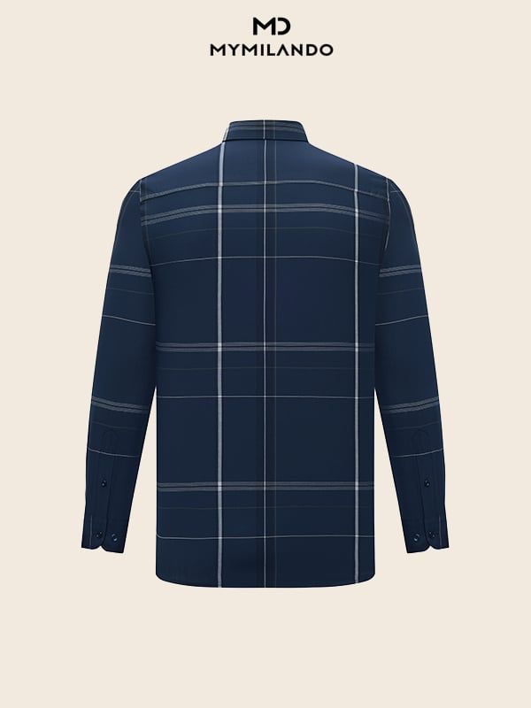 Áo Sơ Mi Nam Milando SMDMI239 Họa Tiết Kẻ Ô Sợi Tre Cao Cấp