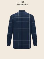 Áo Sơ Mi Nam Milando SMDMI239 Họa Tiết Kẻ Ô Sợi Tre Cao Cấp