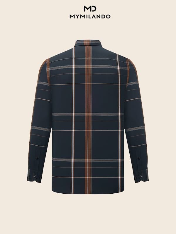 Áo Sơ Mi Nam Milando SMDMI240 Kẻ Ô Sợi Tre Phối Màu Cao Cấp