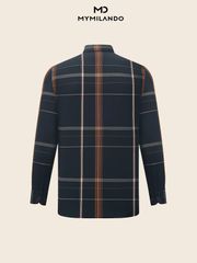 Áo Sơ Mi Nam Milando SMDMI240 Kẻ Ô Sợi Tre Phối Màu Cao Cấp