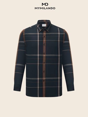 Áo Sơ Mi Nam Milando SMDMI240 Kẻ Ô Sợi Tre Phối Màu Cao Cấp