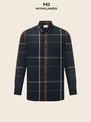 Áo Sơ Mi Nam Milando SMDMI240 Kẻ Ô Sợi Tre Phối Màu Cao Cấp