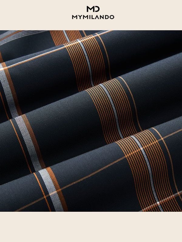 Áo Sơ Mi Nam Milando SMDMI240 Kẻ Ô Sợi Tre Phối Màu Cao Cấp