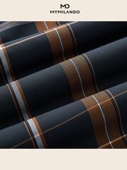 Áo Sơ Mi Nam Milando SMDMI240 Kẻ Ô Sợi Tre Phối Màu Cao Cấp