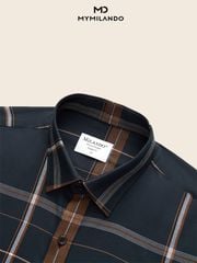 Áo Sơ Mi Nam Milando SMDMI240 Kẻ Ô Sợi Tre Phối Màu Cao Cấp