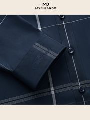 Áo Sơ Mi Nam Milando SMDMI239 Họa Tiết Kẻ Ô Sợi Tre Cao Cấp