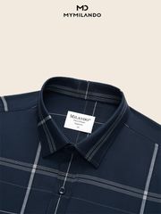 Áo Sơ Mi Nam Milando SMDMI239 Họa Tiết Kẻ Ô Sợi Tre Cao Cấp
