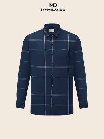 Áo Sơ Mi Nam Milando SMDMI239 Họa Tiết Kẻ Ô Sợi Tre Cao Cấp
