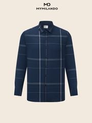 Áo Sơ Mi Nam Milando SMDMI239 Họa Tiết Kẻ Ô Sợi Tre Cao Cấp