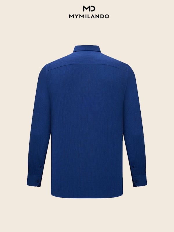 Áo Sơ Mi Cao Cấp Màu Xanh Đậm Họa Tiết Vân Chìm