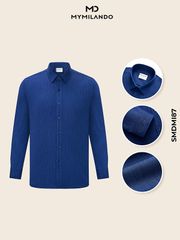 Áo Sơ Mi Cao Cấp Màu Xanh Đậm Họa Tiết Vân Chìm