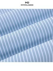 Áo Sơ Mi Nam Milando SMDMI69 Business Kẻ Xanh Có Túi Chống Nhăn