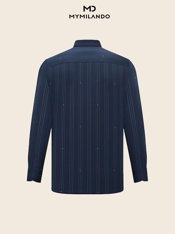 Áo Sơ Mi Nam Milando SMDMI236 Kẻ Sọc Dọc Sợi Tre Co Giãn